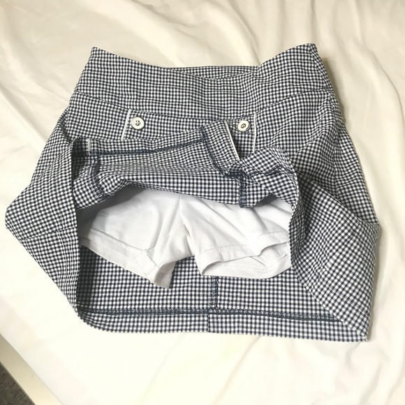 Women’s Black White Stretchy Skort Size M Button Front Checkered Preppy Retro - Picture 8 of 13
